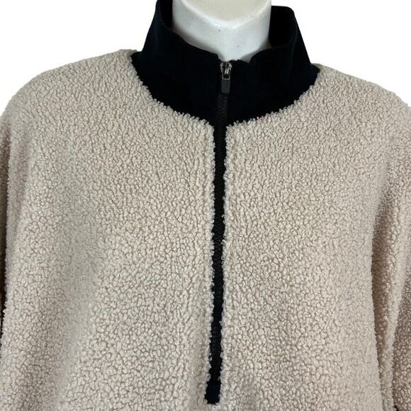 Fabletics Womens Dream Polar Fleece Teddy Ivory 1/4 Zip Jacket Sweatshirt sz L - Picture 7 of 16